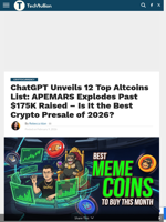 ChatGPT Unveils 12 Top Altcoins List: APEMARS Explodes Past $175K Raised - Is It the Best Crypto Presale of 2026? - TechBullion