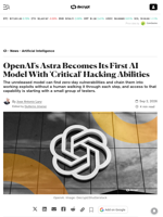 OpenAI's Astra Becomes Its First AI Model With 'Critical' Hacking Abilities - Decrypt