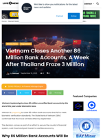 Vietnam Closes Another 86 Million Bank Accounts