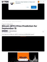 Bitcoin (BTC) Price Prediction for September 15 - U.Today