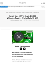 Pundit Says XRP To Reach $10,000 Without a Doubt— “It’s Not Belief, It Will”