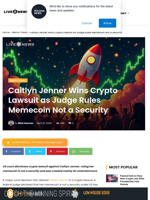 Caitlyn Jenner Wins Crypto Lawsuit as Judge Rules Memecoin Not a Security | Live Bitcoin News