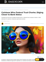 Coinbase Wins Federal Trust Charter, Edging Closer to Bank Status - DailyCoin