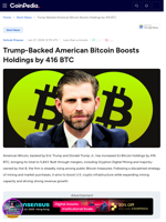 Trump-Backed American Bitcoin Boosts Holdings by 416 BTC