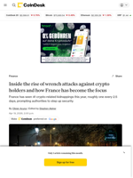 France faces the brunt of an increasing violent crime wave against the crypto community