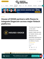 House of DOGE partners with Paxos to integrate Dogecoin across major fintech platforms