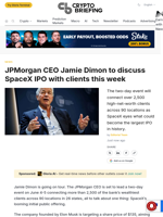 JPMorgan CEO Jamie Dimon to discuss SpaceX IPO with clients this week