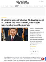 Xi Jinping urges inclusive AI development at China's top tech summit, and crypto was nowhere on the agenda