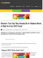 Bitcoin's 'True Top' May Already Be In: Nadeau Warns of Déjà Vu From 2021 Cycle