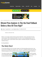 Bitcoin Price Analysis: Is This the Final Pullback Before a New All-Time High?