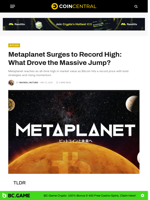 Metaplanet Surges to Record High: What Drove the Massive Jump? - CoinCentral