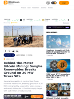 Behind-the-Meter Bitcoin Mining: Sangha Renewables Breaks Ground on 20 MW Texas Site – Mining Bitcoin News