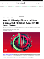World Liberty Financial Has Borrowed Millions Against Its Own Token - 