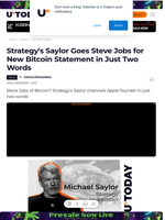 Strategy's Saylor Goes Steve Jobs for New Bitcoin Statement in Just Two Words