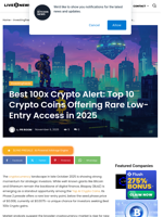 Best 100x Crypto Alert: Top 10 Crypto Coins Offering Rare Low-Entry Access in 2025