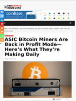 ASIC Bitcoin Miners Are Back in Profit Mode—Here’s What They’re Making Daily - The Crypto News Wire