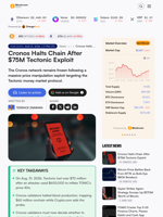 Cronos Halts Chain After $75M Tectonic Exploit