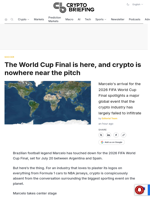 The World Cup Final is here, and crypto is nowhere near the pitch