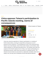 China opposes Taiwan's participation in Pacific islands meeting, warns of consequences