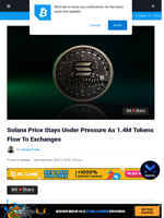Solana Price Stays Under Pressure As 1.4M Tokens Flow To Exchanges | Bitcoinist.com