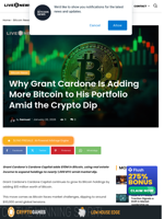 Crypto News: Why Grant Cardone Is Buying Bitcoin During the Dip