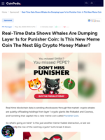 Real-Time Data Shows Whales Are Dumping Layer 1s for Punisher Coin: Is This New Meme Coin The Next Big Crypto Money Maker?