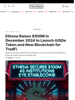 Ethena Raises $100M in December 2024 to Launch iUSDe Token and New Blockchain for TradFi - 