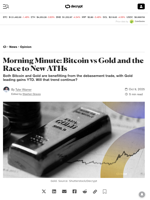 Morning Minute: Bitcoin vs Gold and the Race to New ATHs - Decrypt