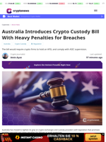 Australia Introduces Crypto Custody Bill With Heavy Penalties for Breaches