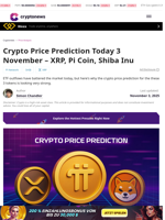 Crypto Price Prediction Today 3 November – XRP, Pi Coin, Shiba Inu