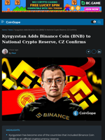 Kyrgyzstan Adds Binance Coin (BNB) to National Crypto Reserve