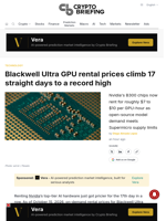 Blackwell Ultra GPU rental prices climb 17 straight days to a record high
