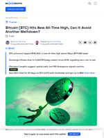 Bitcoin Price Hits $116,000 ATH With Institutional Backing