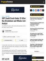 XRP Could Crash Under $1 After Key Breakdown and Whales Exit: Analyst