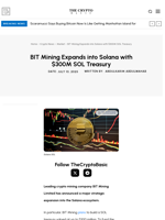 BIT Mining Expands into Solana with $300M SOL Treasury