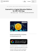 Evernorth Is a Capital Allocation Platform for XRP, CEO Says