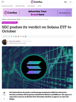 SEC pushes its verdict on Solana ETF to October - Coinfea