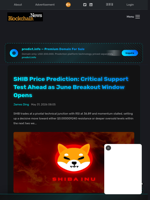 SHIB Price Prediction: Critical Support Test Ahead as June Breakout Window Opens - Blockchain.News