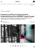 Former Cred Execs Sentenced to Federal Prison For $150M Crypto Fraud - Decrypt