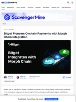Bitget Becomes First Exchange to Support Morph Chain Integration