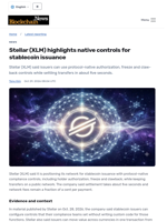 Stellar (XLM) highlights native controls for stablecoin issuance - Blockchain.News