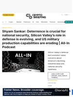 Shyam Sankar: Deterrence is crucial for national security, Silicon Valley's role in defense is evolving, and US military production capabilities are eroding | All-In Podcast