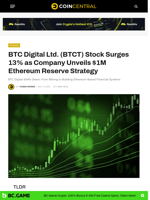 BTC Digital Ltd. (BTCT) Stock Surges 13% as Company Unveils $1M Ethereum Reserve Strategy