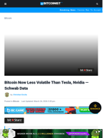 Bitcoin Now Less Volatile Than Tesla, Nvidia — Schwab Data
