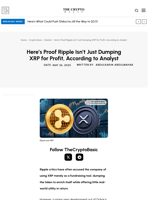 Here’s Proof Ripple Isn’t Just Dumping XRP for Profit, According to Analyst