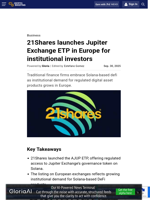 21Shares launches Jupiter Exchange ETP in Europe for institutional investors