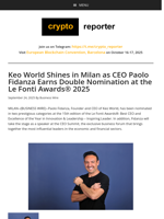 Keo World Shines in Milan as CEO Paolo Fidanza Earns Double Nomination at the Le Fonti Awards® 2025