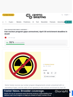 Iran nuclear program gaps unresolved, April 30 enrichment deadline in doubt