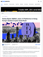 Swiss Bank AMINA Joins 11 Platforms in Hong Kong's Global Crypto Gold Rush - BeInCrypto
