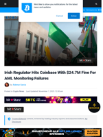 Coinbase Hit With $24.7M Fine For AML Failures In Ireland
